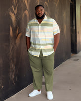 Big Men's Color Block Short Sleeve 2 Piece Walking Set